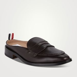 THOM BROWNE Leather Varsity Penny Loafer Mule